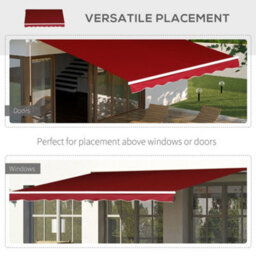 Outsunny 2.5M X 2M Garden Patio Manual Awning Canopy W/ Winding Handle Red - thumbnail 4