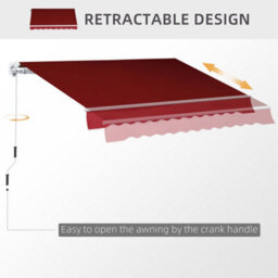 Outsunny 2.5M X 2M Garden Patio Manual Awning Canopy W/ Winding Handle Red - thumbnail 7