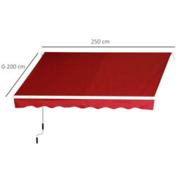 Outsunny 2.5M X 2M Garden Patio Manual Awning Canopy W/ Winding Handle Red - thumbnail 3