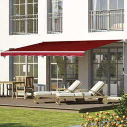 Outsunny 2.5M X 2M Garden Patio Manual Awning Canopy W/ Winding Handle Red - thumbnail 1