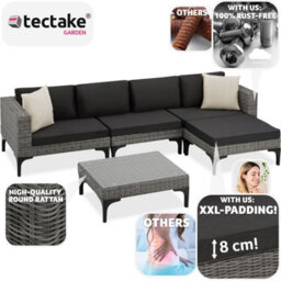 Tectake Garden Furniture Set Konstanza - Modular Outdoor Sofa, Footstool, Coffee Table - Grey - thumbnail 3