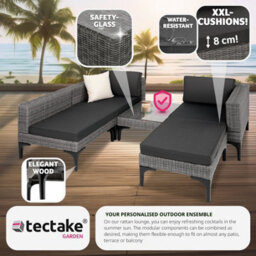 Tectake Garden Furniture Set Konstanza - Modular Outdoor Sofa, Footstool, Coffee Table - Grey - thumbnail 7