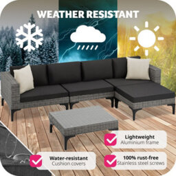 Tectake Garden Furniture Set Konstanza - Modular Outdoor Sofa, Footstool, Coffee Table - Grey - thumbnail 8