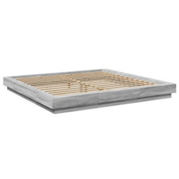 Berkfield Bed Frame With Led Lights Without Mattress Grey Sonoma 200X200Cm - thumbnail 3