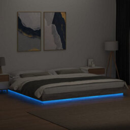 Berkfield Bed Frame With Led Lights Without Mattress Grey Sonoma 200X200Cm - thumbnail 4