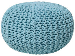 Wyld And Coco Light Blue Knitted Pouf Ottoman 40 X 25 Cm - Round Cotton Footstool - thumbnail 1