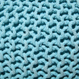 Wyld And Coco Light Blue Knitted Pouf Ottoman 40 X 25 Cm - Round Cotton Footstool - thumbnail 6