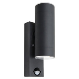 Long Life Lamps Company 12W Black Led Double Outdoor Wall With Pir Movement Sensor Stainless Steel Cool White Zlc366Bsen