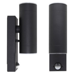 Long Life Lamps Company 12W Black Led Double Outdoor Wall With Pir Movement Sensor Stainless Steel Cool White Zlc366Bsen - thumbnail 4
