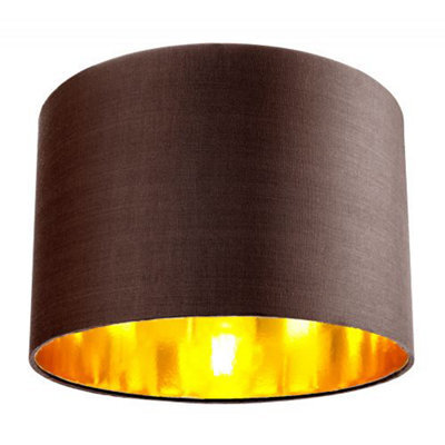 Happy Homewares Contemporary Brown Cotton 12 Table/pendant Lamp Shade With Shiny Copper Inner - image 1