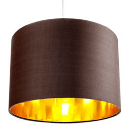Happy Homewares Contemporary Brown Cotton 12 Table/pendant Lamp Shade With Shiny Copper Inner - thumbnail 2