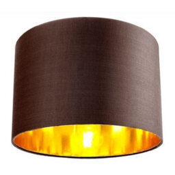 Happy Homewares Contemporary Brown Cotton 12 Table/pendant Lamp Shade With Shiny Copper Inner