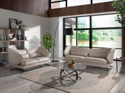 Angel Cerda Elegant Taupe Grey 2-Seater Sofa In Premium Leather - thumbnail 3