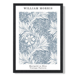 Artze Wall Art William Morris Marigold In Blue Art Print Size A4 With Black Frame - thumbnail 2