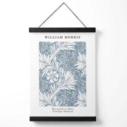 Artze Wall Art William Morris Marigold In Blue Art Print Size A4 With Black Frame - thumbnail 1