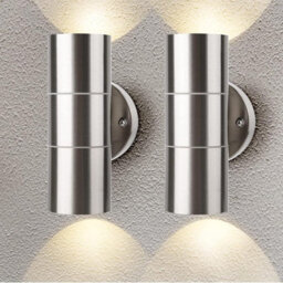 ATEK 6 Pack Silver Outside Up And Down Gu10 Wall Lights, Ip44 Waterproof Up Down Mains Power Stainless Steel Exterior Sconce - thumbnail 2