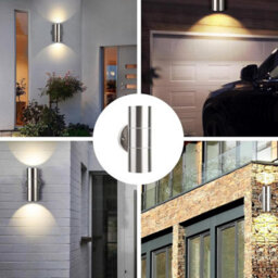 ATEK 6 Pack Silver Outside Up And Down Gu10 Wall Lights, Ip44 Waterproof Up Down Mains Power Stainless Steel Exterior Sconce - thumbnail 6