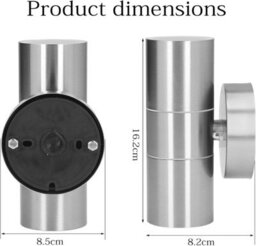 ATEK 6 Pack Silver Outside Up And Down Gu10 Wall Lights, Ip44 Waterproof Up Down Mains Power Stainless Steel Exterior Sconce - thumbnail 3