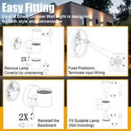 ATEK 6 Pack Silver Outside Up And Down Gu10 Wall Lights, Ip44 Waterproof Up Down Mains Power Stainless Steel Exterior Sconce - thumbnail 7