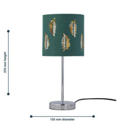 First Choice Lighting Chrome Stick Table Lamp With Dark Green Fern Cut Out Shade - thumbnail 8