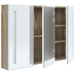 Berkfield Stylish Led Bathroom Mirror Cabinet 89X14X62 Cm White And Oak - thumbnail 5