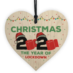 Red Ocean Lockdown Gift Christmas 2020 Wood Heart Christmas Tree Decoration Family Gift