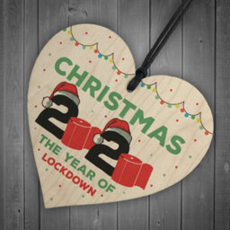 Red Ocean Lockdown Gift Christmas 2020 Wood Heart Christmas Tree Decoration Family Gift - thumbnail 6