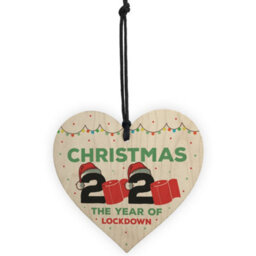 Red Ocean Lockdown Gift Christmas 2020 Wood Heart Christmas Tree Decoration Family Gift - thumbnail 5