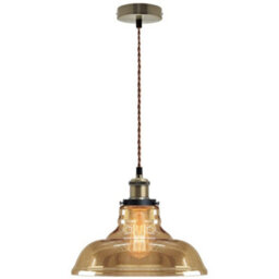 Long Life Lamps Company Vintage Glass Bowl Pendant Light Shade Smoked Antique Brass M0083 - thumbnail 3