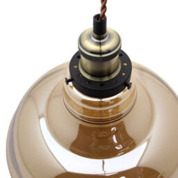 Long Life Lamps Company Vintage Glass Bowl Pendant Light Shade Smoked Antique Brass M0083 - thumbnail 5