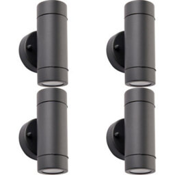 4 Pack Up & Down Twin Outdoor Ip44 Wall Light - 2 X 7W Gu10 Led - Anthracite