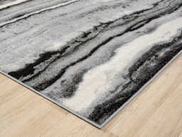 Obsidian Modern Low Pile Area Rug - Coast Waves Abstract Design Grey 60Cm X 220Cm - thumbnail 5