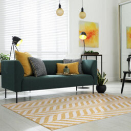 Furniturebox Uk Chevron Yellow & Cream Rug 160X230 - thumbnail 1