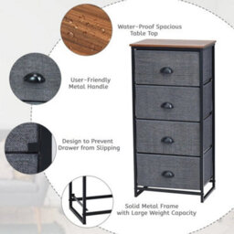 Chest Of Drawers With 4 Drawers Home Metal Frame Storage Organiser Unit - thumbnail 4
