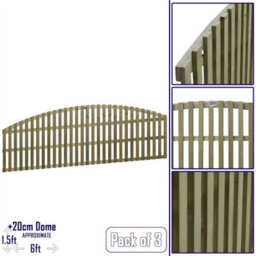 Premier Garden Supplies Premier Florence Wooden Trellis Panel 6Ft X 1.5Ft (3 Pack) Vertical Slatted Decorative Arched Fence Privacy Topper Climbing Plants