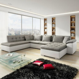 Niko Bis U Shaped Fold Out Corner Sofa Bed For Living Room With Storage Melange Grey And White Right - thumbnail 1