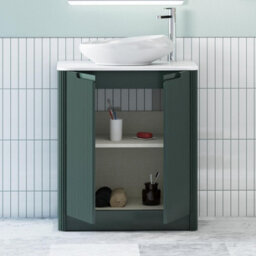 Royal Bathrooms Avenza 600mm Deep Moss Green Floor Standing Bathroom Vanity Unit 2 Door With Nova Basin - thumbnail 5