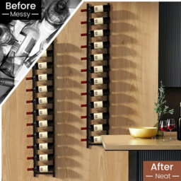 Costway Wall Mounted Wine Rack Hanging Metal Wine Display Rack For 12 Bottles - thumbnail 5