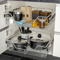 Casaria Pull Out Telescopic Kitchen Drawer, For 30Cm Units - 26Cm Internal Cabinet Dimensions, Chrome-Plated, 20Kg Load - thumbnail 2