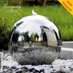 Outdoor Living UK 40Cm Stainless Steel Sphere Modern Metal Solar Water Feature - thumbnail 2