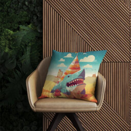 Warren Reed Designer Shark On A Beach Holiday Outdoor Cushion 45Cm X 45Cm - thumbnail 2