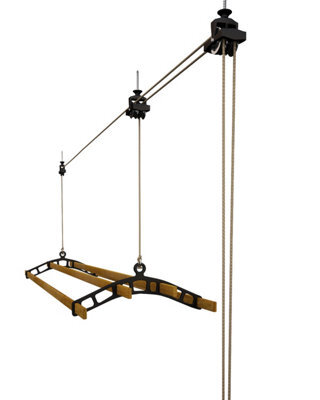 4 Lath Victorian Ceiling Mounted Black Clothes Airer Kit With Additional Pulley  - 2.1M Long By Lowenergie - image 1