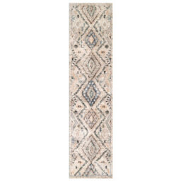 Loomed Neutral Blue Distressed Tribal Diamond Soft Runner Rug 60X240Cm - thumbnail 6