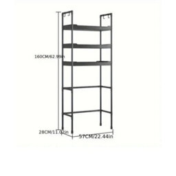 Black 3 Tier Over Toilet Storage Rack Bathroom Washing Machine Shelf - thumbnail 4