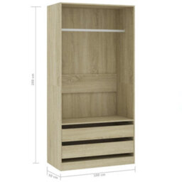 Vidaxl Wardrobe Sonoma Oak 100X50X200 Cm Engineered Wood - thumbnail 6