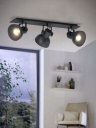 Stylish Adjustable 3 Bulb Ceiling Spotlight In Black Industrial Steel - thumbnail 3