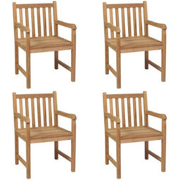 Berkfield Outdoor Chairs 4 Pcs Solid Teak Wood - thumbnail 1