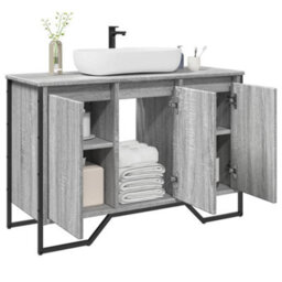 Berkfield Bathroom Sink Cabinet Grey Sonoma 91X35X60 Cm Engineered Wood