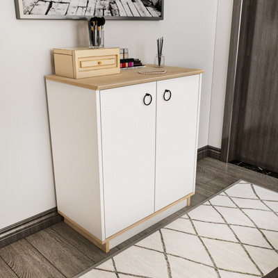 Decorotika Nuanse Door Cabinet Accent Chest White And Sapphire-Oak - image 1