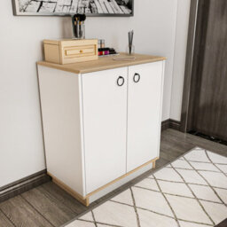 Decorotika Nuanse Door Cabinet Accent Chest White And Sapphire-Oak - thumbnail 1